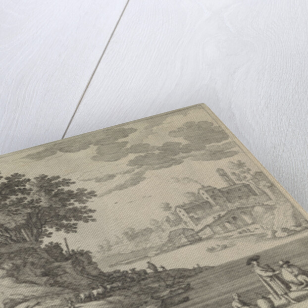 port with rowboats, figures and cattle by Lodewijk XIII