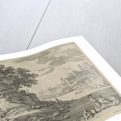 port with rowboats, figures and cattle by Lodewijk XIII