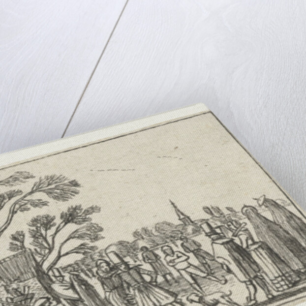 Skaters on the ice at a farm by Claes Jansz. Visscher II