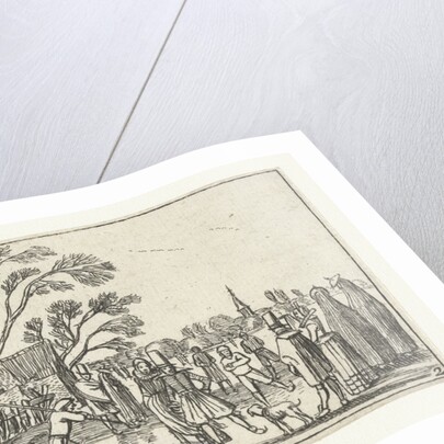 Skaters on the ice at a farm by Claes Jansz. Visscher II