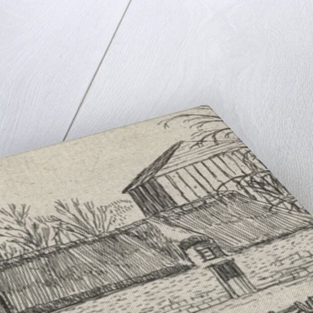 Frozen river with skaters on a farm by Claes Jansz. Visscher II