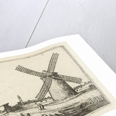 Skaters on the ice at a mill near Penningsveer by Esaias van de Velde