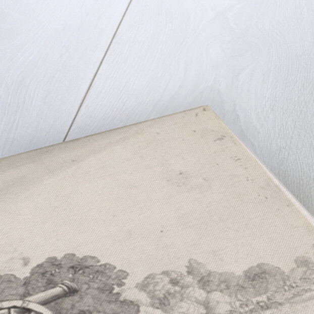 Soldiers with a gun on a dock on a river by Jan van de Velde II