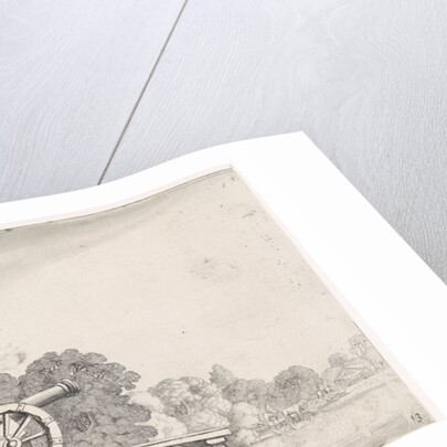 Soldiers with a gun on a dock on a river by Jan van de Velde II