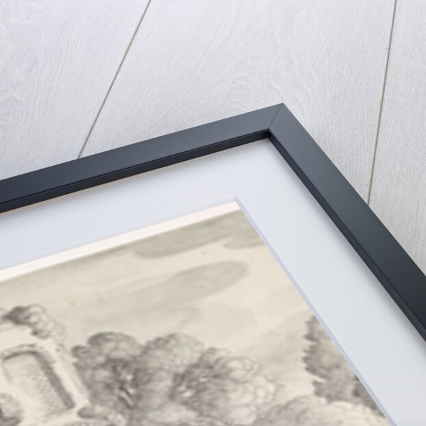 Two riders seen from behind on a path along a ruin by Jan van de Velde II