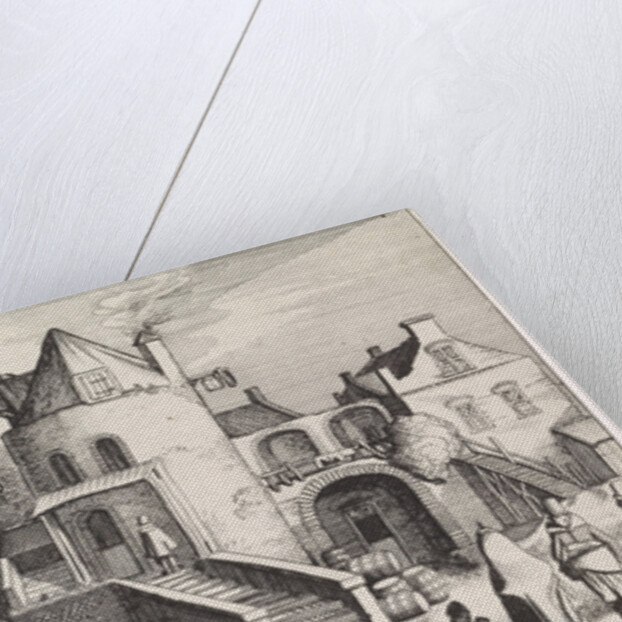 Tollhouse with wooden bridge over the river by Jan van de Velde II