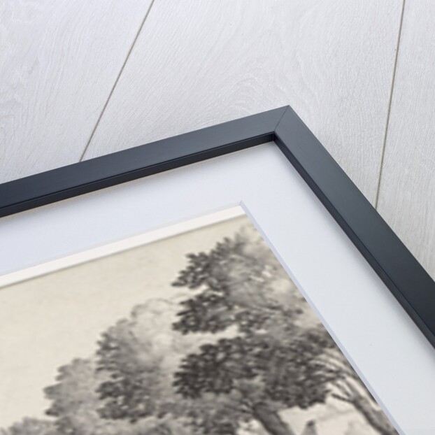 On a river, passengers in large rowboats approaching a village by Jan van de Velde II