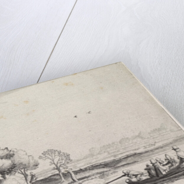 Duck hunting on a river at a farm by Jan van de Velde II