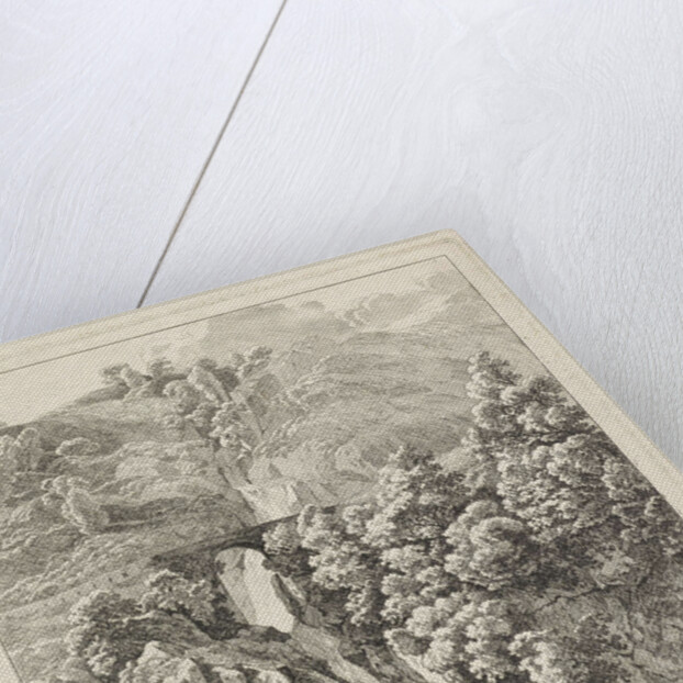 Rocky Landscape with a waterfall by Hendrik Voogd