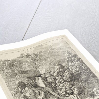 Rocky Landscape with a waterfall by Hendrik Voogd