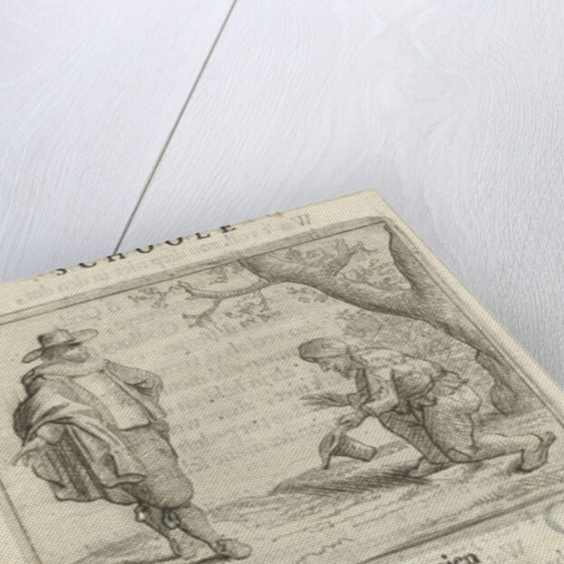 Kneeling for a rich man dressed figure by Arnold Houbraken