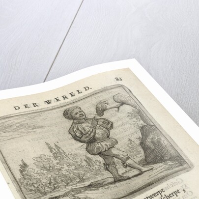 Black man with a bird on a branch by Arnold Houbraken