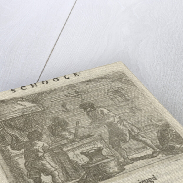 Two figures in the interior of a smithy by Arnold Houbraken