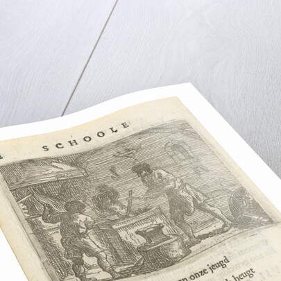 Two figures in the interior of a smithy by Arnold Houbraken