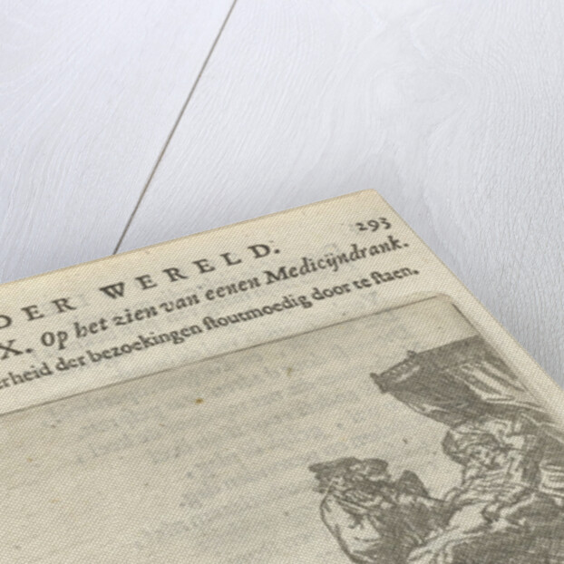 Figure on bedside table and with medicine bottle by Arnold Houbraken