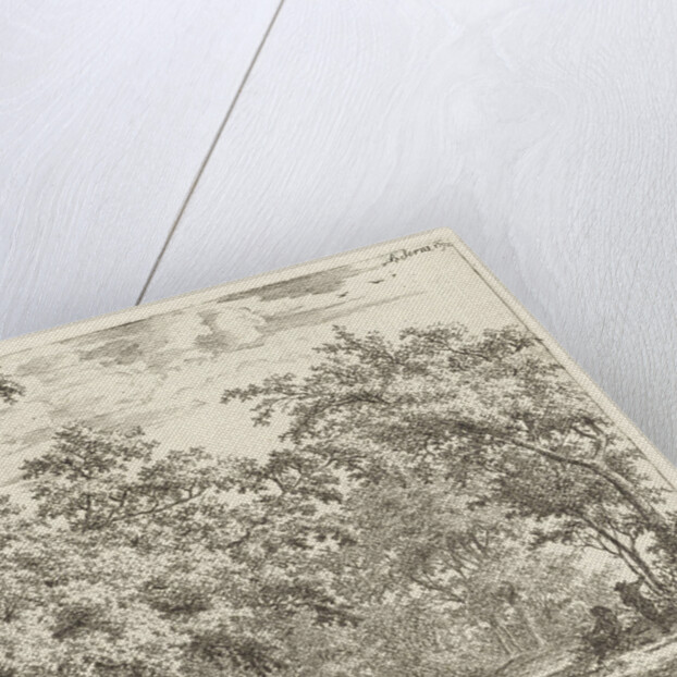 Two figures near the water in the wood by Adrianus Serné