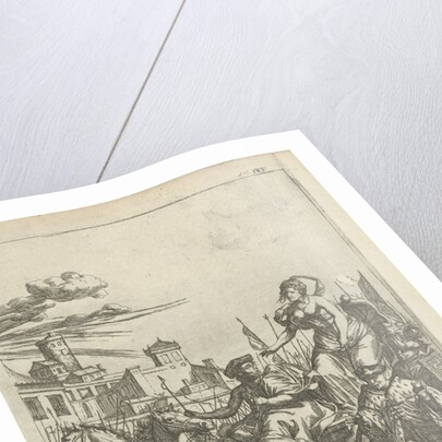 Tullia driving her car over the corpse of her father by Arnold Houbraken