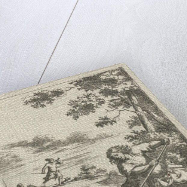 Fercard king of Scotland kills a wolf by Arnold Houbraken