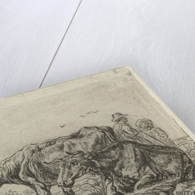 Two cows with a shepherd and a child by Ernst Willem Jan Bagelaar