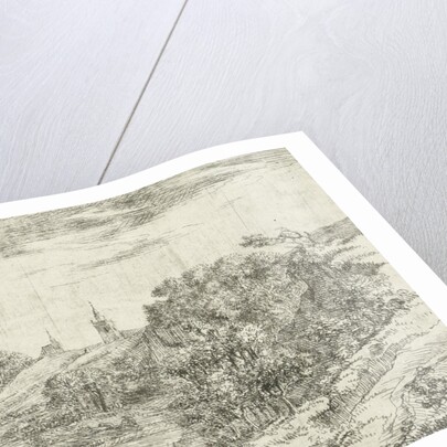 Dunes with churches and horseman at Scheveningen by Dirk Vis Blokhuyzen