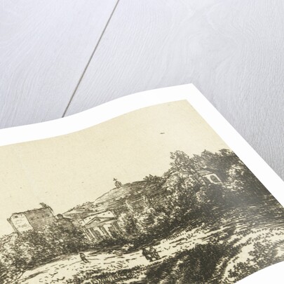 Hill landscape with ruins of church or monastery by Dirk Vis Blokhuyzen