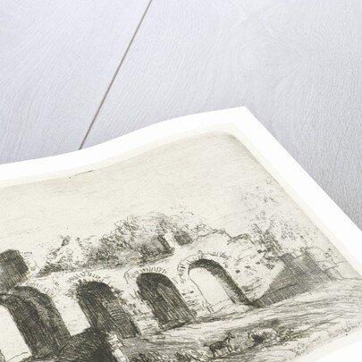 Southern landscape with ruins and a shepherd with cattle by Willem Matthias Jan van Dielen