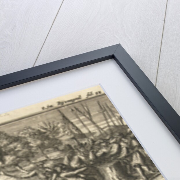 Europeans are tortured and murdered by the Chinese, Under a battlefield with dead, Some whites are crucified by the Chinese by Johannes van Baden