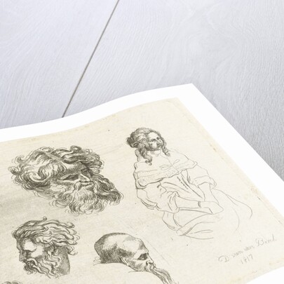 Study Sheet with heads and female bodies by D. van den Bosch