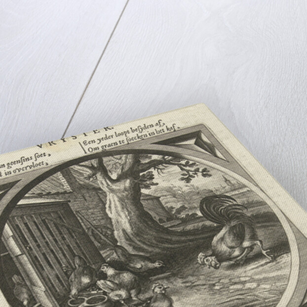 Chickens and rooster in a hen house by Daniël van den Bremden