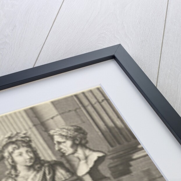 Fame sitting at portraits of rulers with laurel wreaths by Charles Errard fils