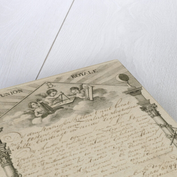 Diploma of the Masonic Lodge l'Union Royale in The Hague by Paulus Constantijn la Fargue