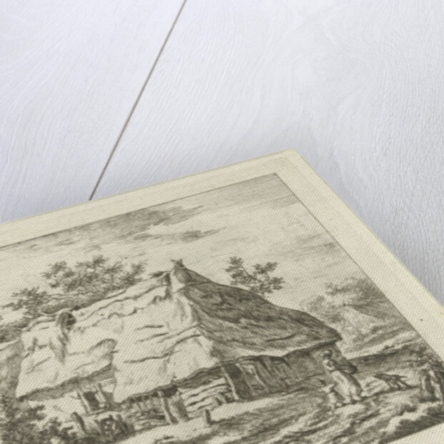 Woman with child at a farm by Carel Lodewijk Hansen