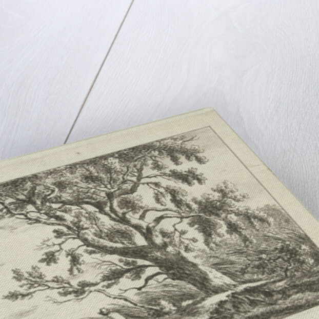 Fisherman in a river landscape by Carel Lodewijk Hansen