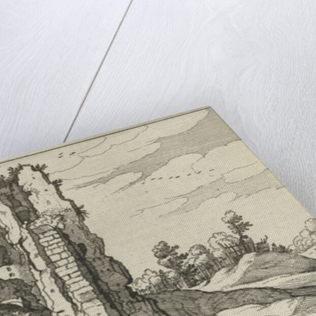 A ruin with a gate, perhaps the Porta Furba in Rome Italy by Willem van Nieulandt II