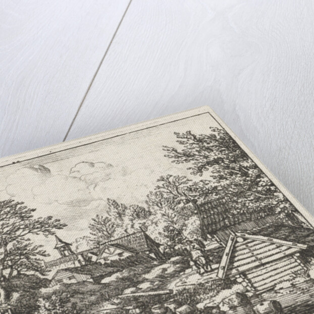 Village with barge by Allaert van Everdingen