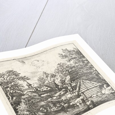 Village with barge by Allaert van Everdingen