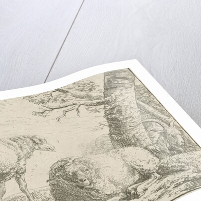 Two sheep and a goat by Barend Graat