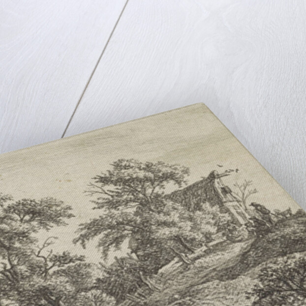 House on a path on a hill by Anthonie Waterloo