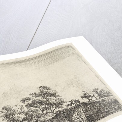 Shepherd with cattle on a wooden bridge by Anthonie Waterloo