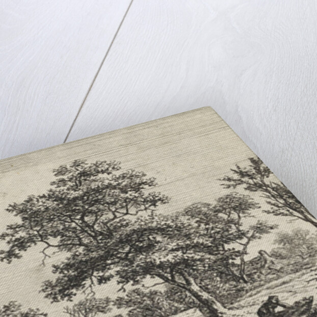 Figures at a stone bridge by Anthonie Waterloo