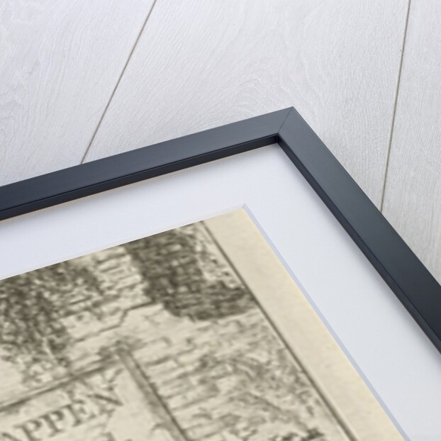 A man pointing a long stick to the inscription on a wall in a forest, while watching a second man, sitting against a tree by Hermanus Fock