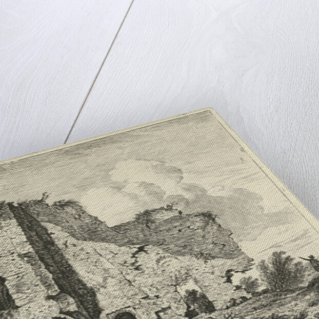 Shepherds with dog near a ruin by Hermanus Fock