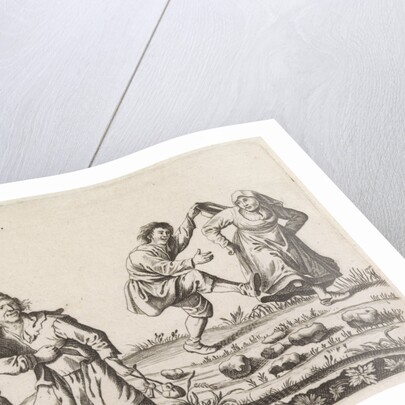 Two pairs of farmers dancing by Pieter Jansz. Quast