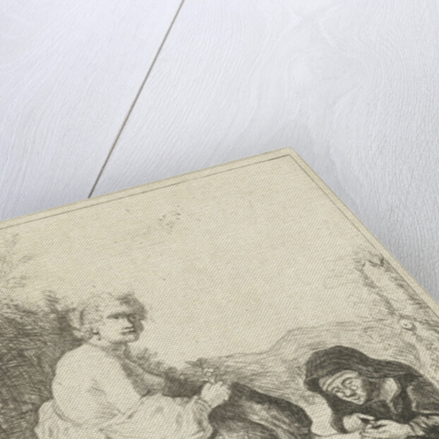 Old woman cuts the toenails of her mistress by Anonymous