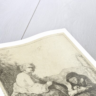 Old woman cuts the toenails of her mistress by Anonymous