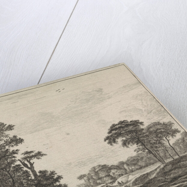 On a path on the edge of The Hague Forest, walk a few walkers and a dog by Roelant Roghman