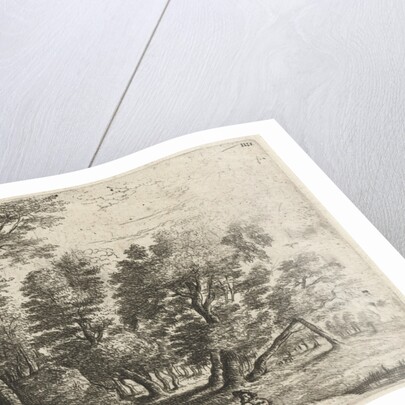 Wooded landscape with a seated shepherd and a boy playing on a flute by Philips Augustijn Immenraet