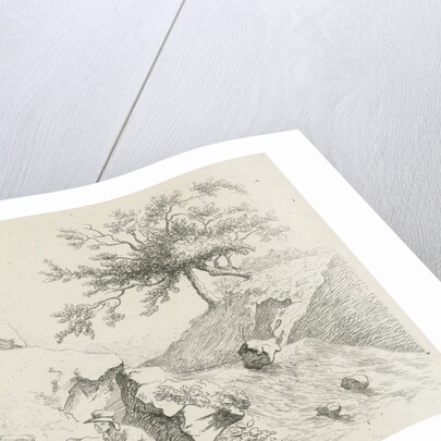 Man and woman at waterfall by F. Bosch