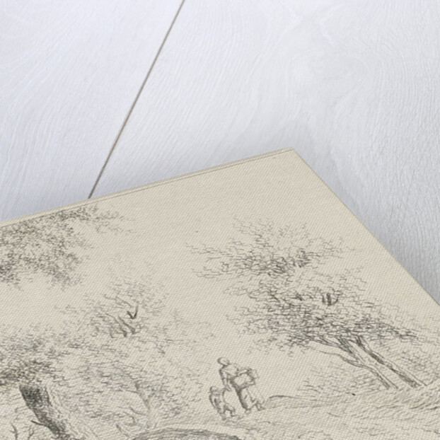 Woman with child on bridge by baron Reinierus Albertus Ludovicus van Isendoorn à Blois