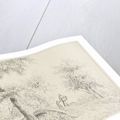 Woman with child on bridge by baron Reinierus Albertus Ludovicus van Isendoorn à Blois